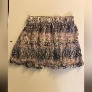 Gray and Black Mini Bubble Skirt with Ruffled Smocked Design